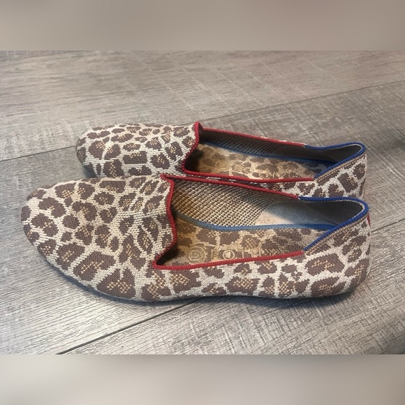 Rothy's Mocha Leopard Print Round Toe Ballet Flat Knit Loafer Size 9 RETIRED - Picture 2 of 7